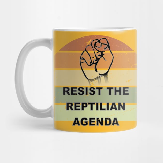 Distressed Resist The Reptilian Agenda Retro Sunset Drawing by Braznyc